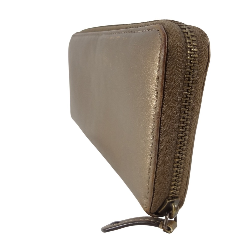 Coach Madison Pleated Zip Around Wallet Bronze Metallic Leather Horse & Carriage - Picture 3 of 6